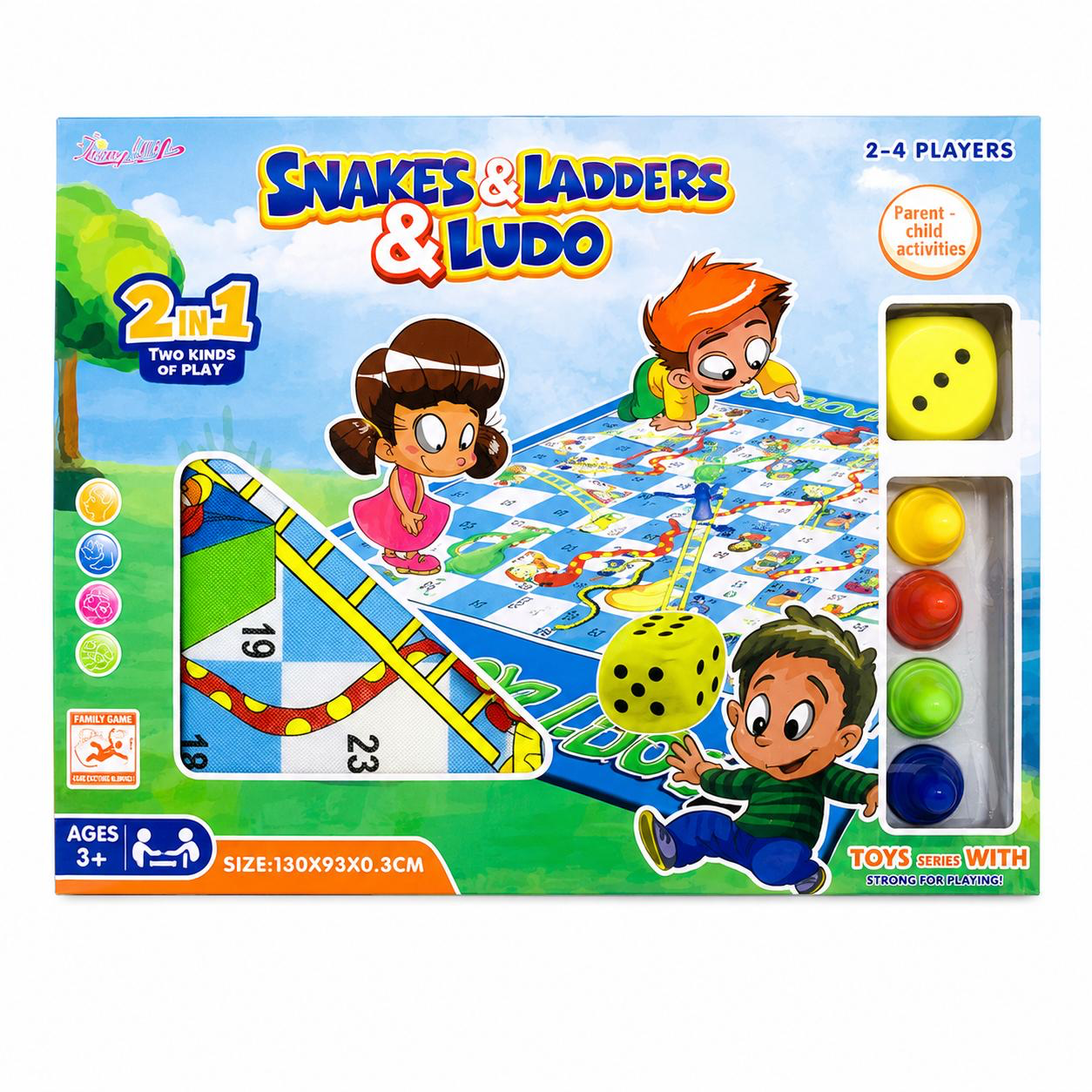 2 in 1 Snakes & Ladders + Ludo Board Game