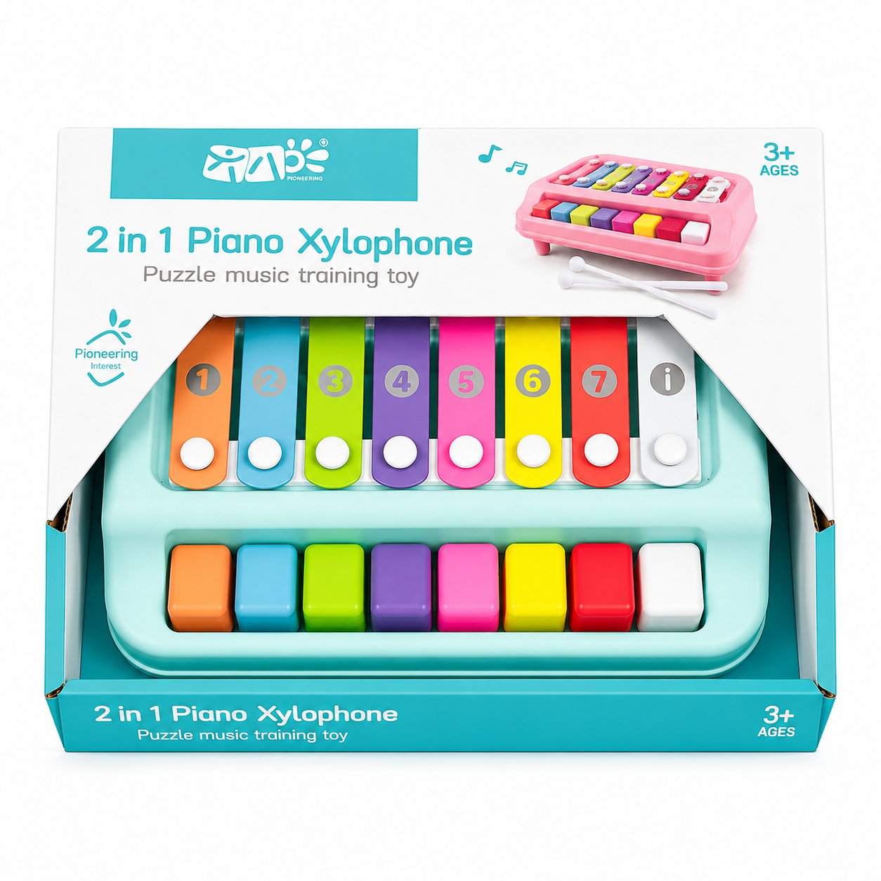 2 in 1 Piano Xylophone — Teal