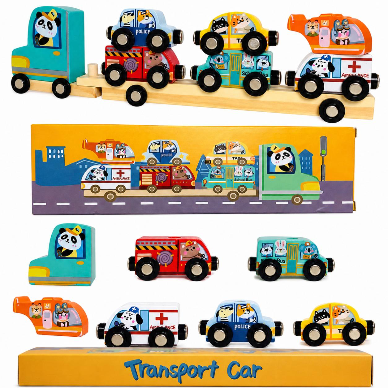 Wooden Transport Car Set