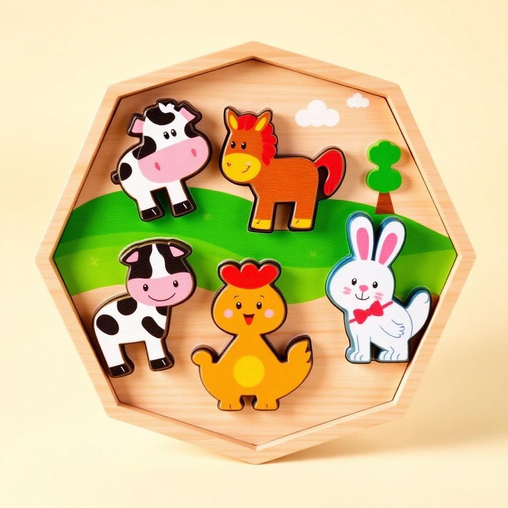 Hexagon Farm Animal Puzzle